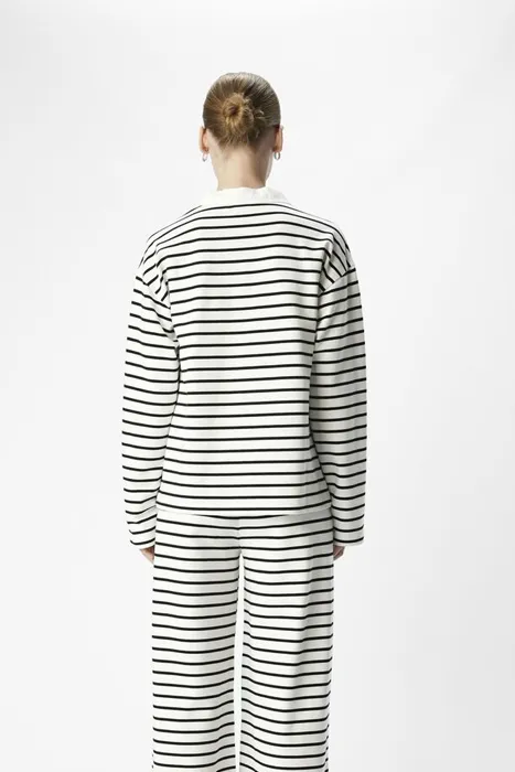 Object Linea Black and White Striped Polo Top
