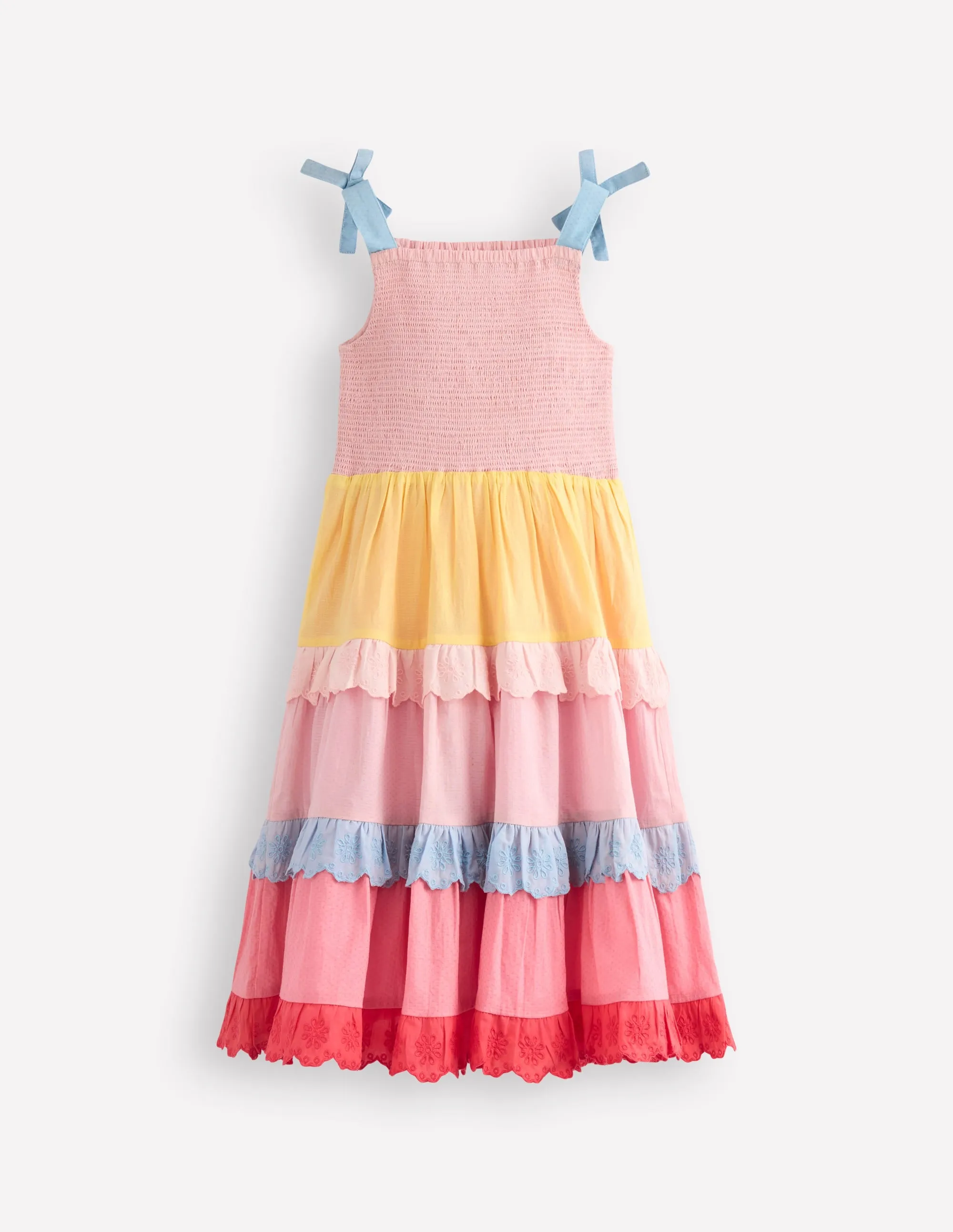 Odette Tiered Woven Sundress-Broderie Colourblock
