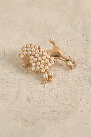Pearl Poodle Brooch - White