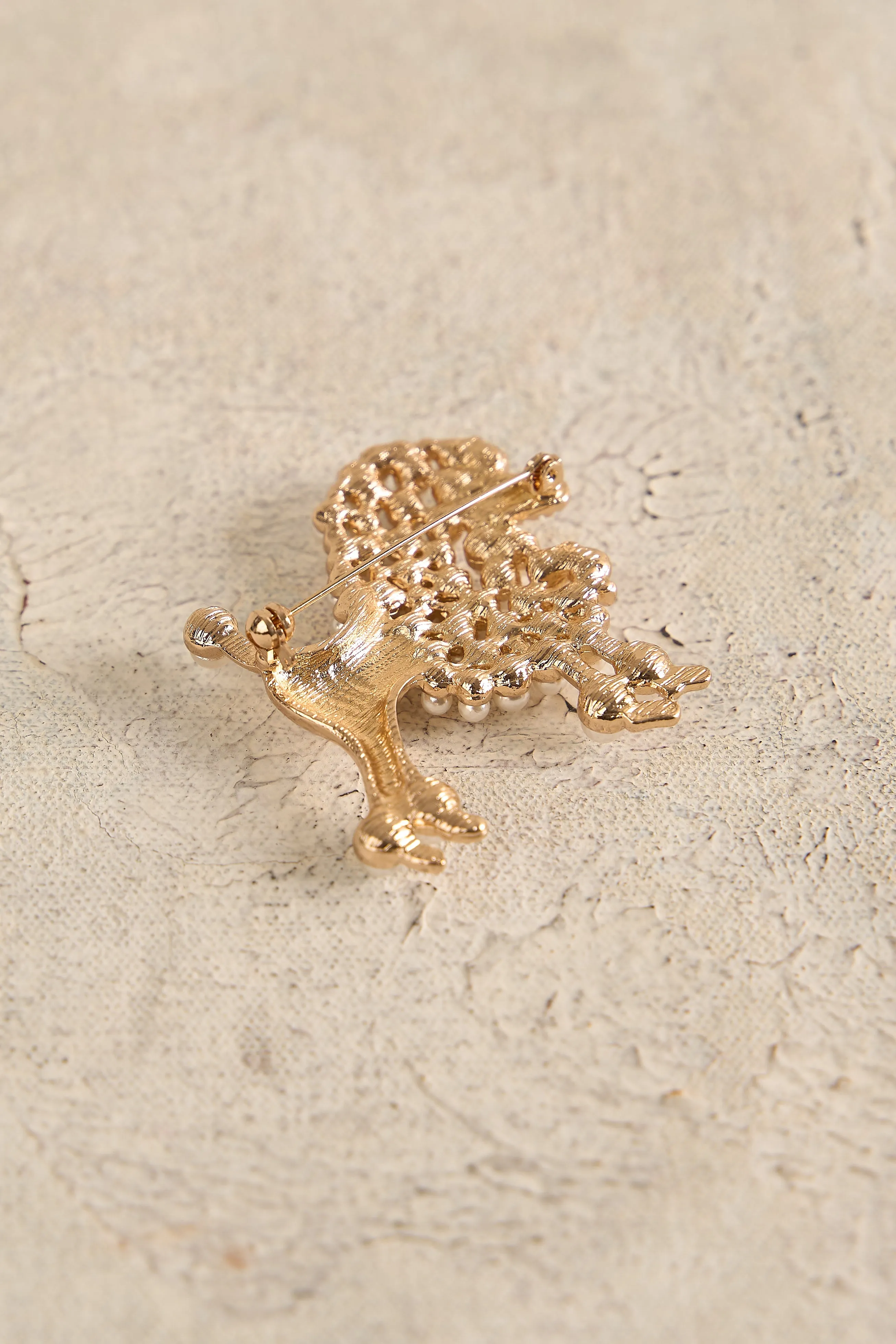 Pearl Poodle Brooch - White