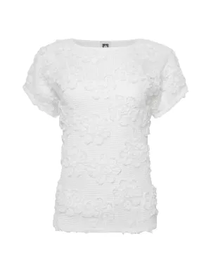 Plus Grid Soutache Bateau Neckline Tee