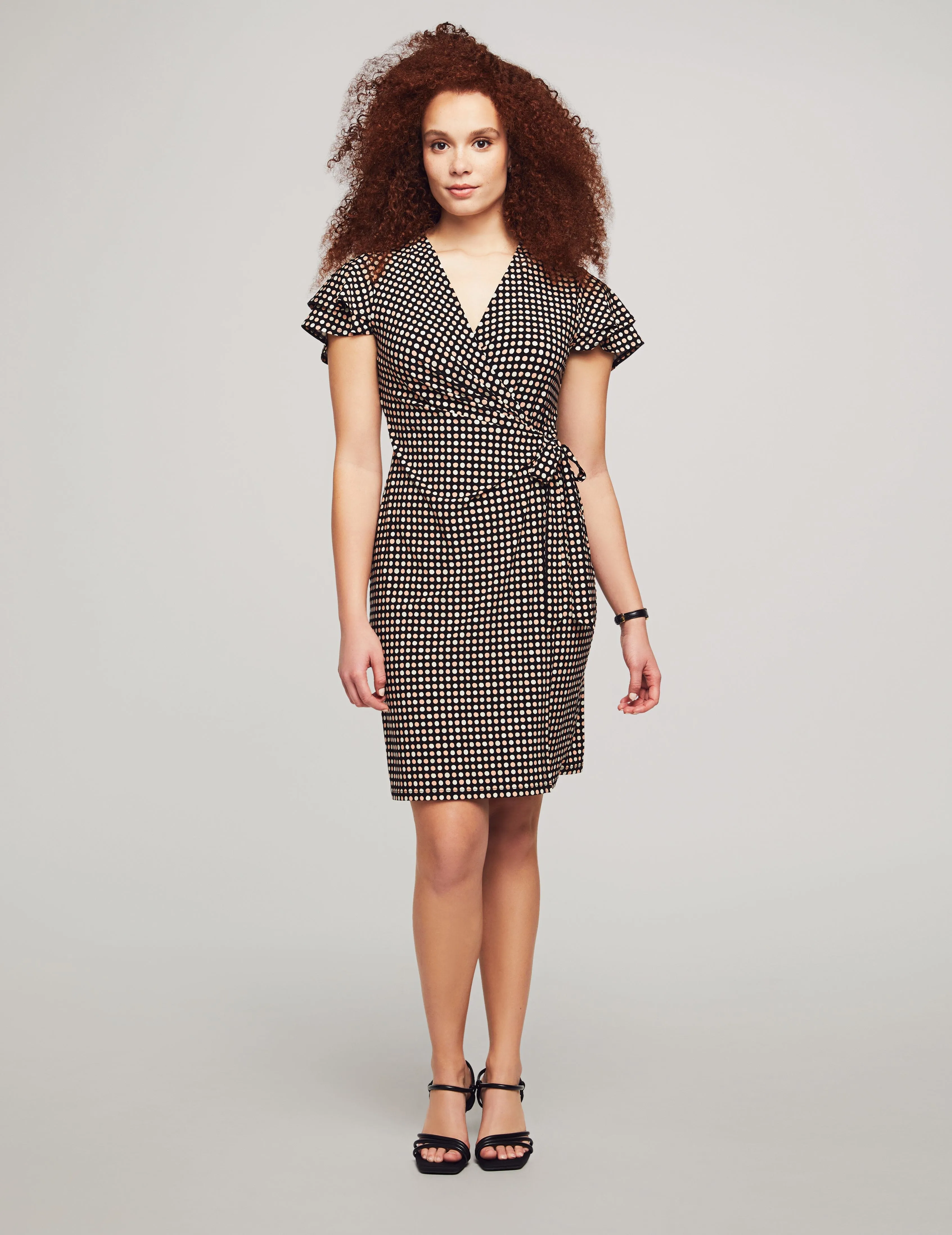 Printed Flutter Sleeve Wrap Dress- Sale