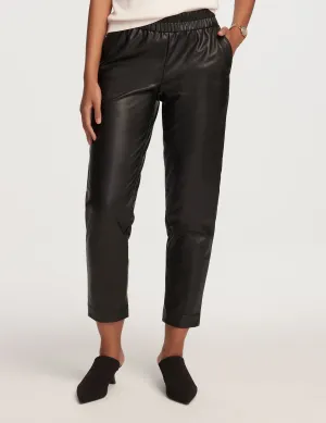 Pull On Cinched Waist Faux Leather Pant- Sale