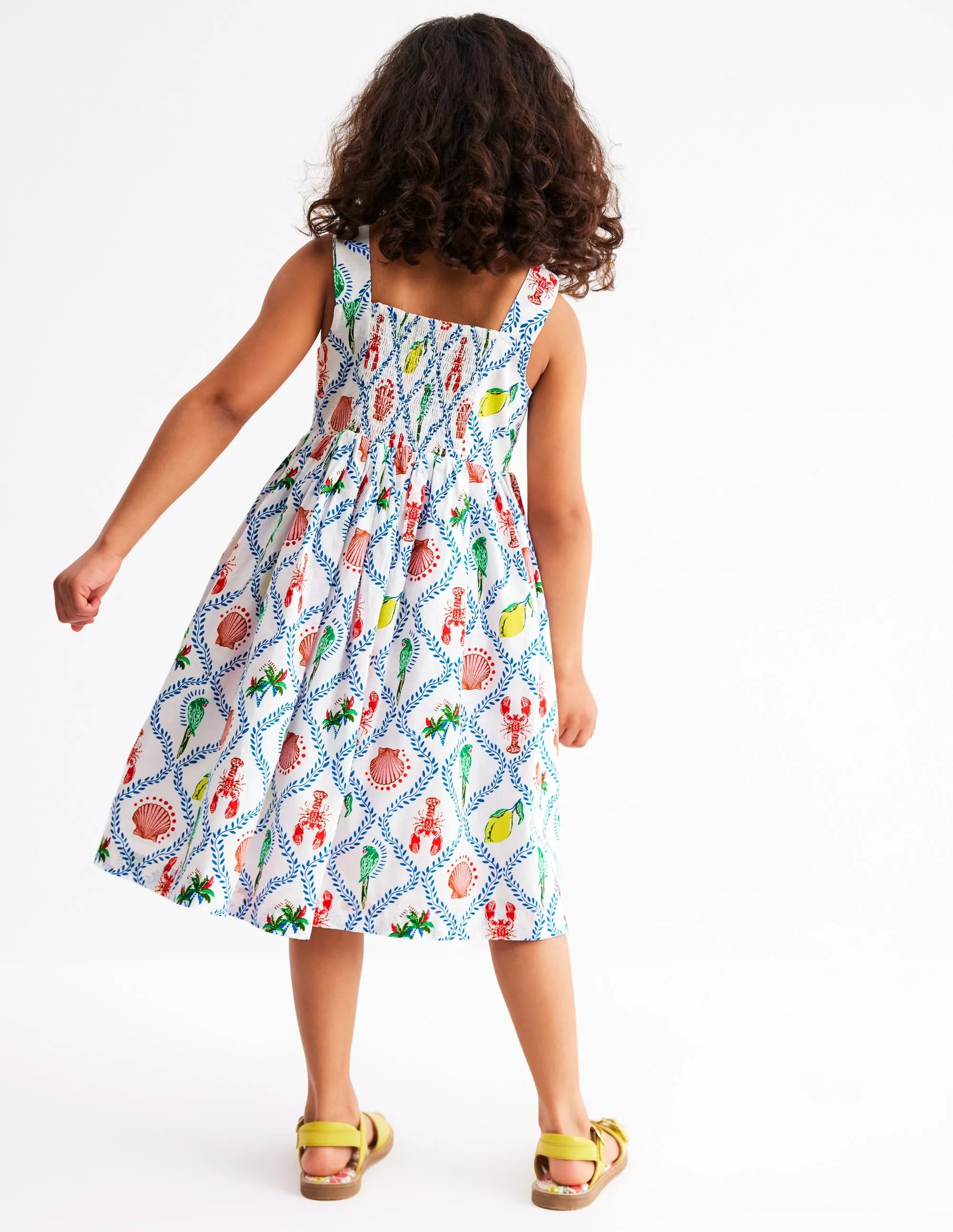 Remy Button Through Dress-Multi Holiday Tile