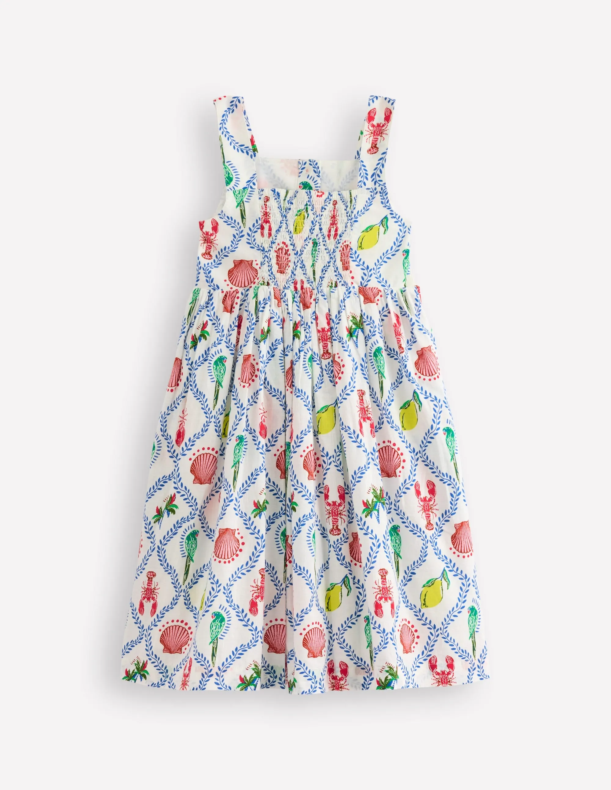 Remy Button Through Dress-Multi Holiday Tile
