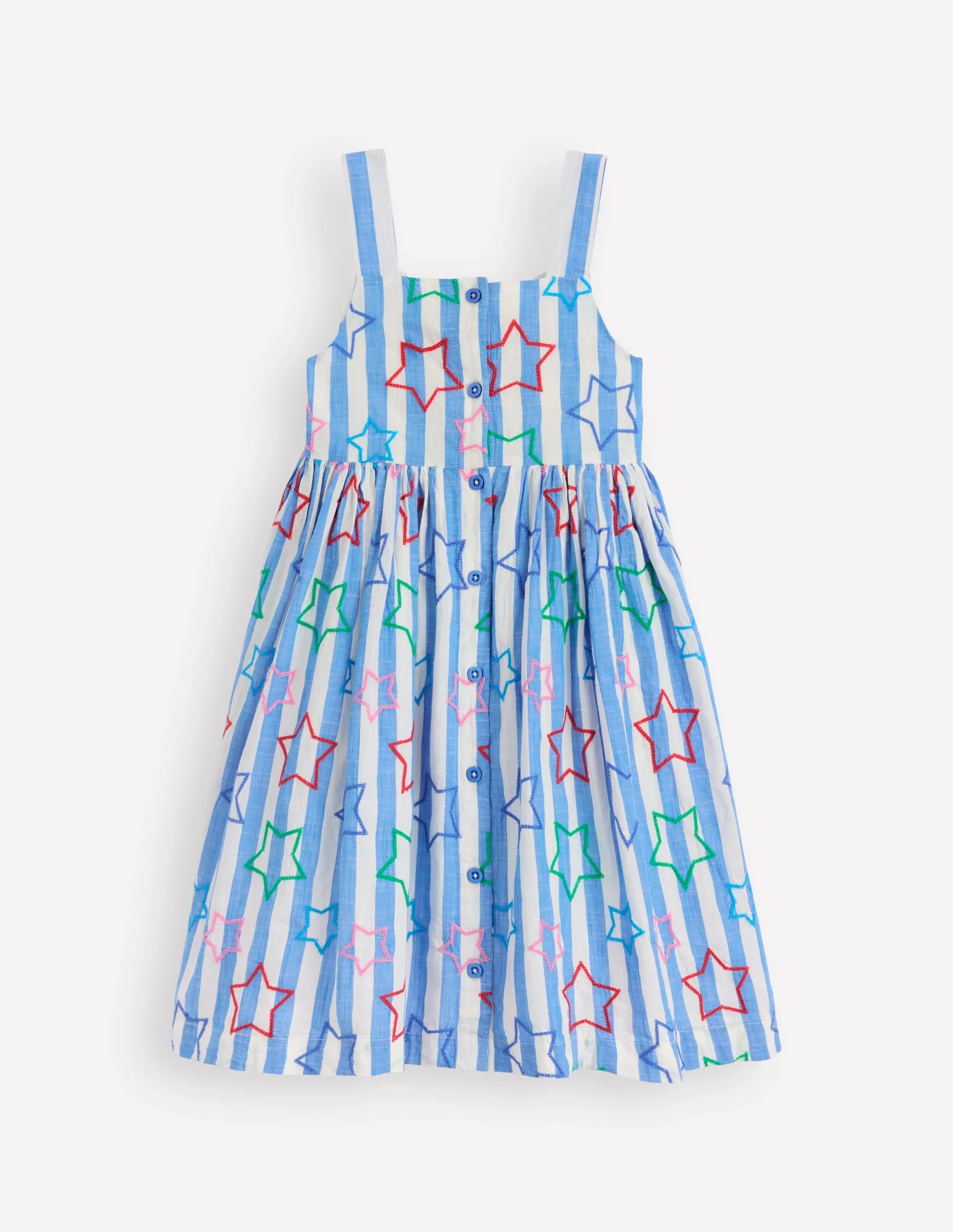 Remy Button Through Dress-Peacock Plume Blue Star