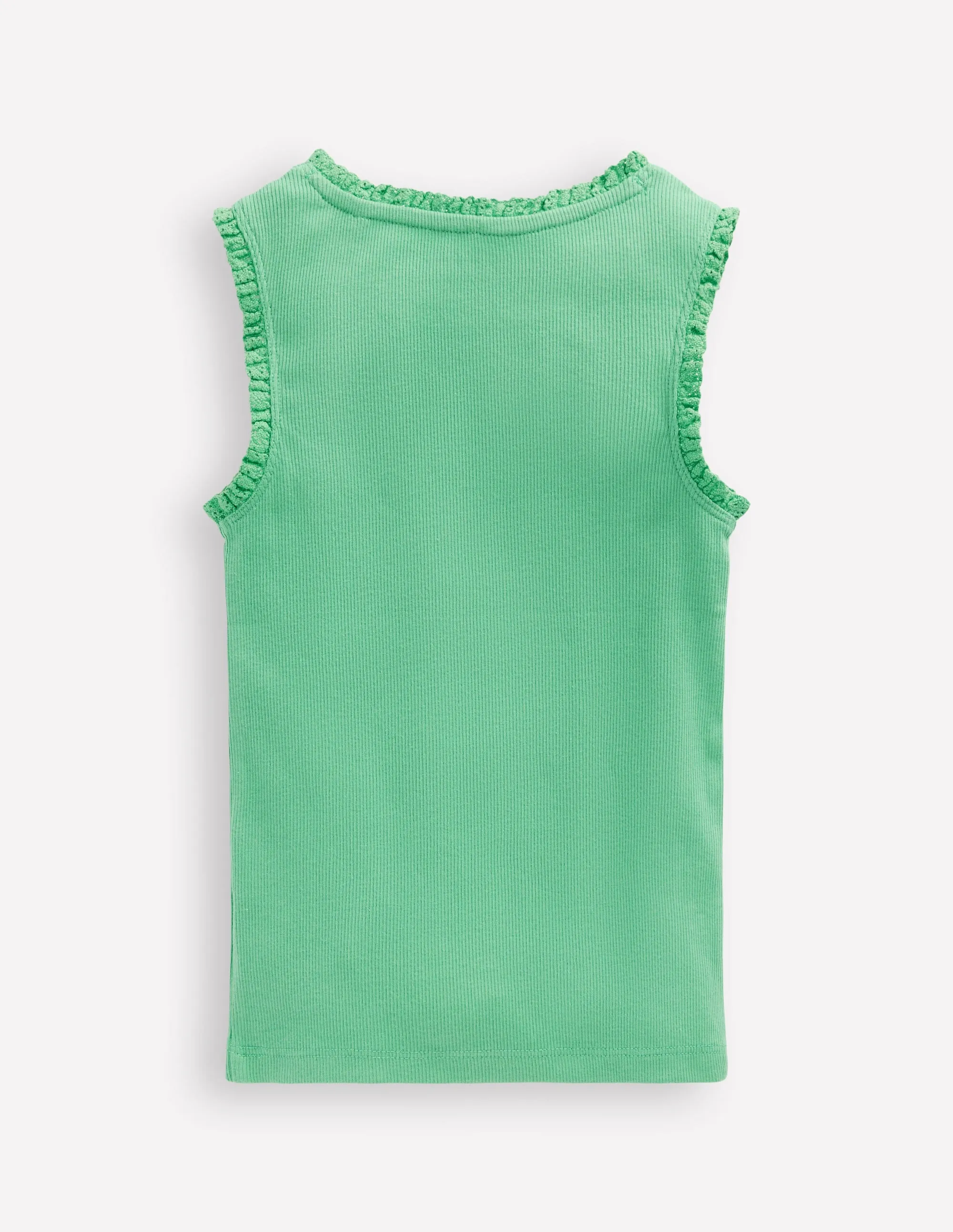 Ribbed Lace Trim Vest-Aloe Green