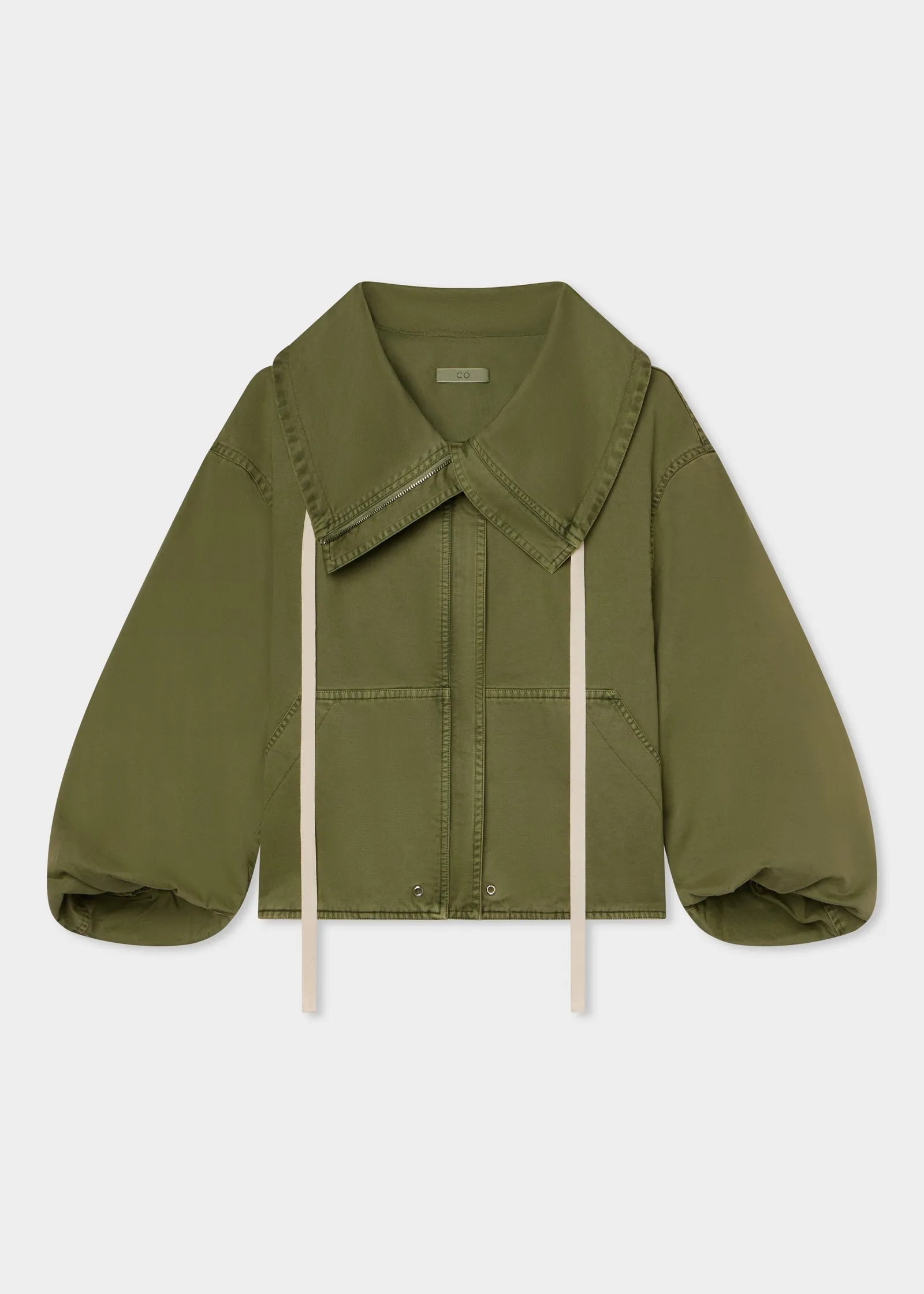 Rolled Collar Jacket - Army Green