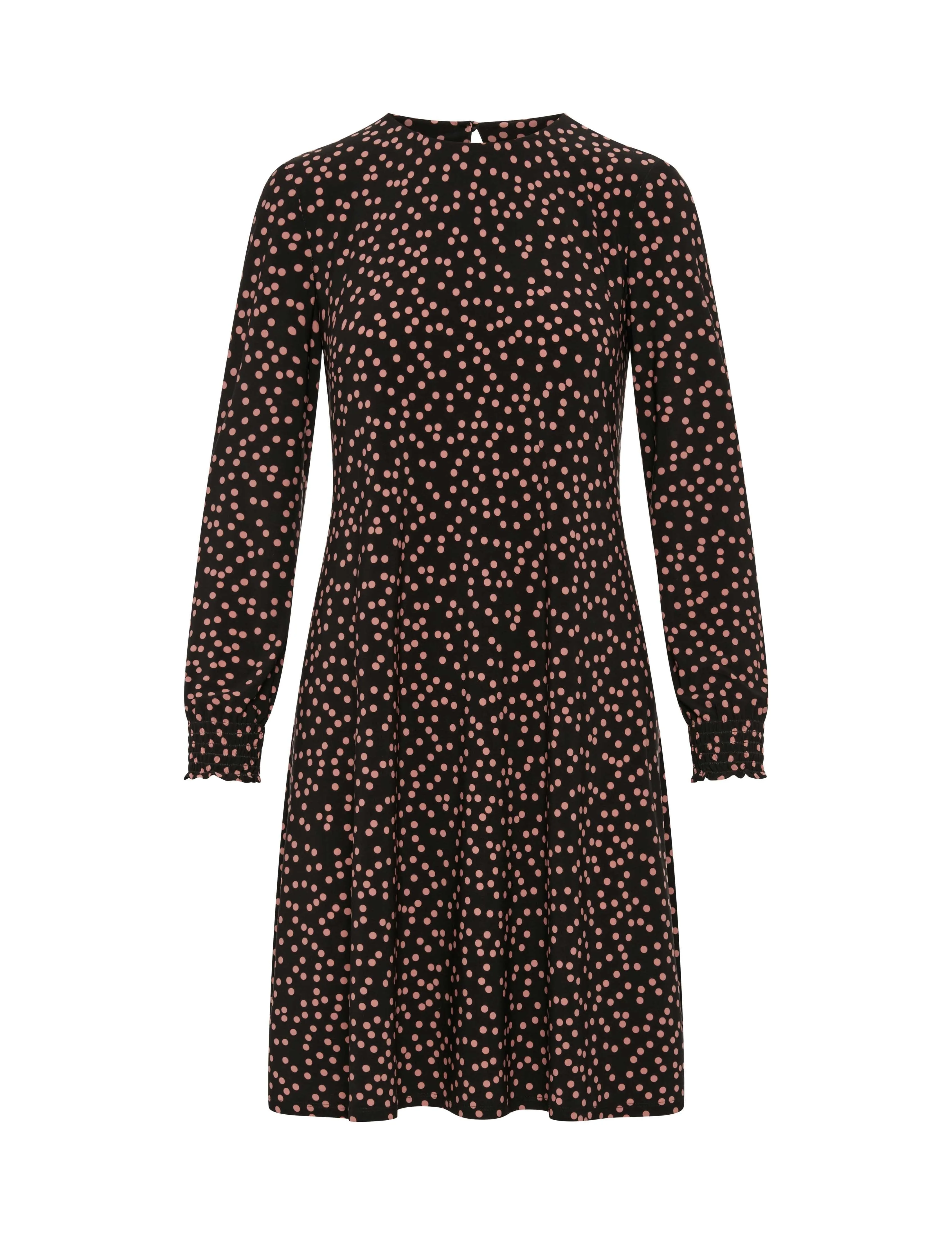 Scattered Dot Smocked Sleeve Shift Dress- Sale