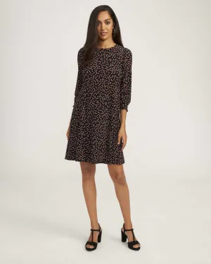 Scattered Dot Smocked Sleeve Shift Dress- Sale