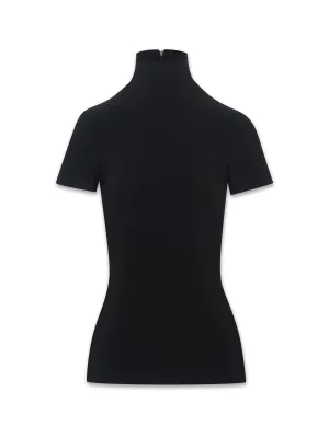 Short Sleeve Mock Neck Knit Top- Sale