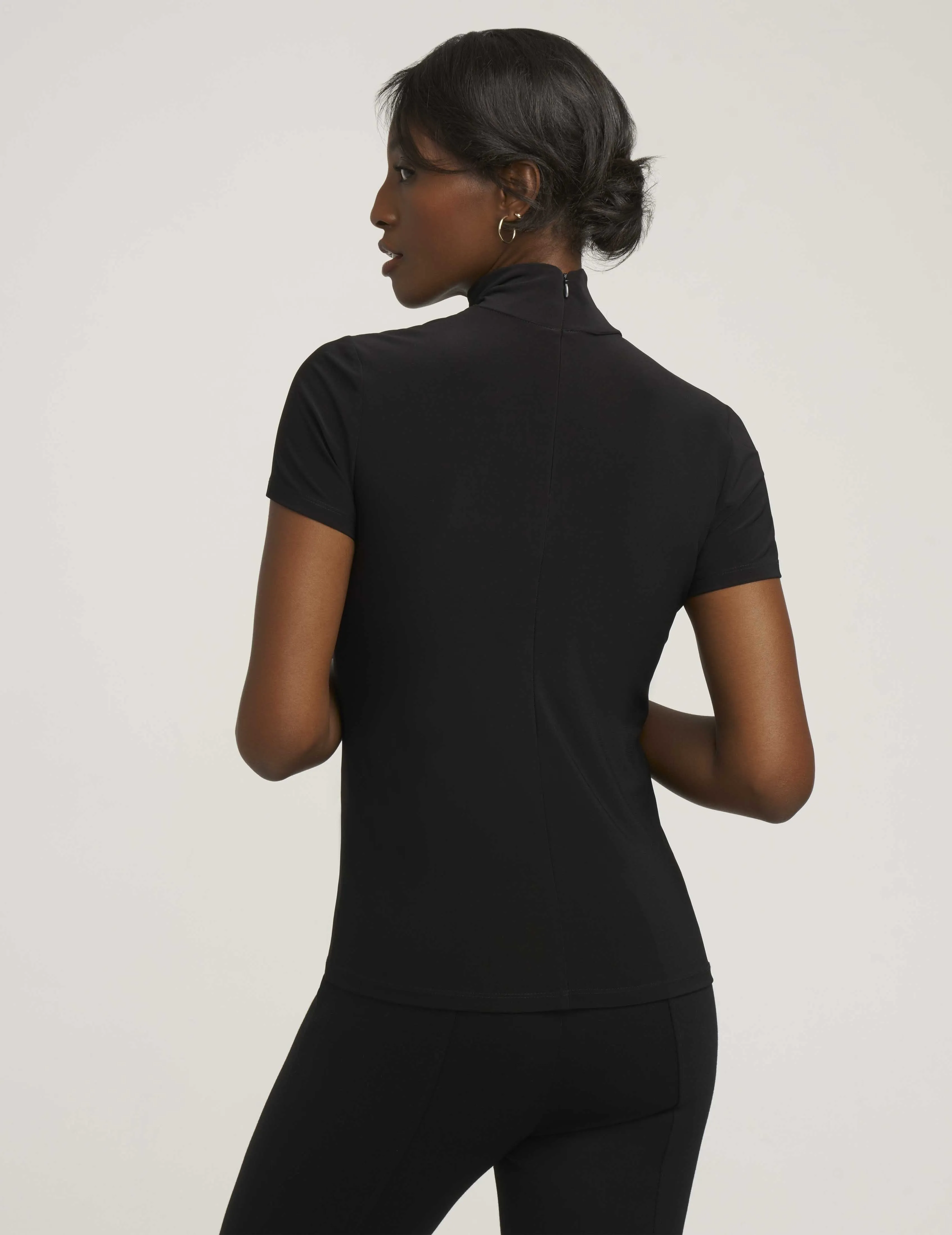 Short Sleeve Mock Neck Knit Top- Sale