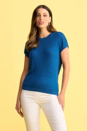 Silk Blend Knit Top - Indigo Blue