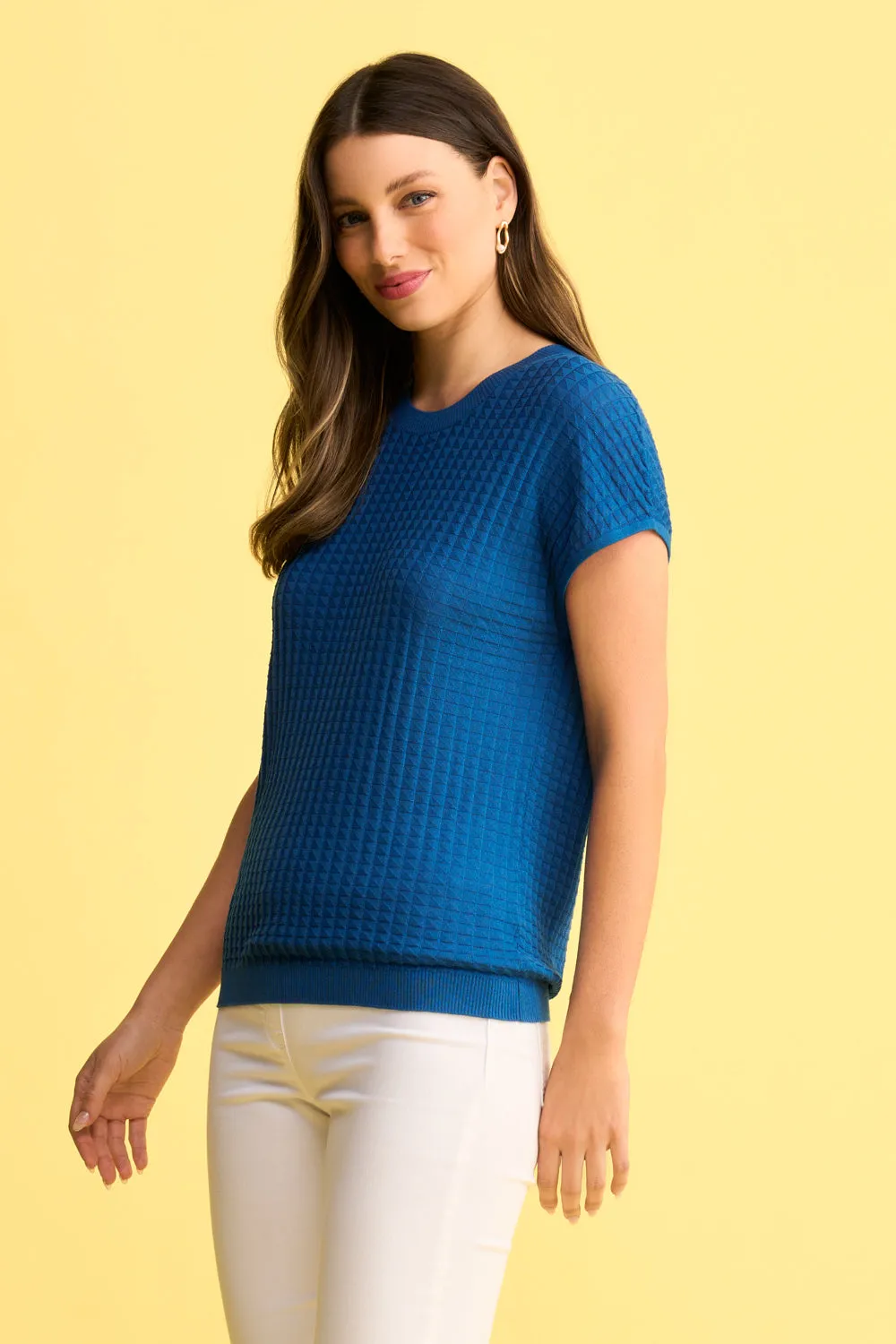 Silk Blend Knit Top - Indigo Blue