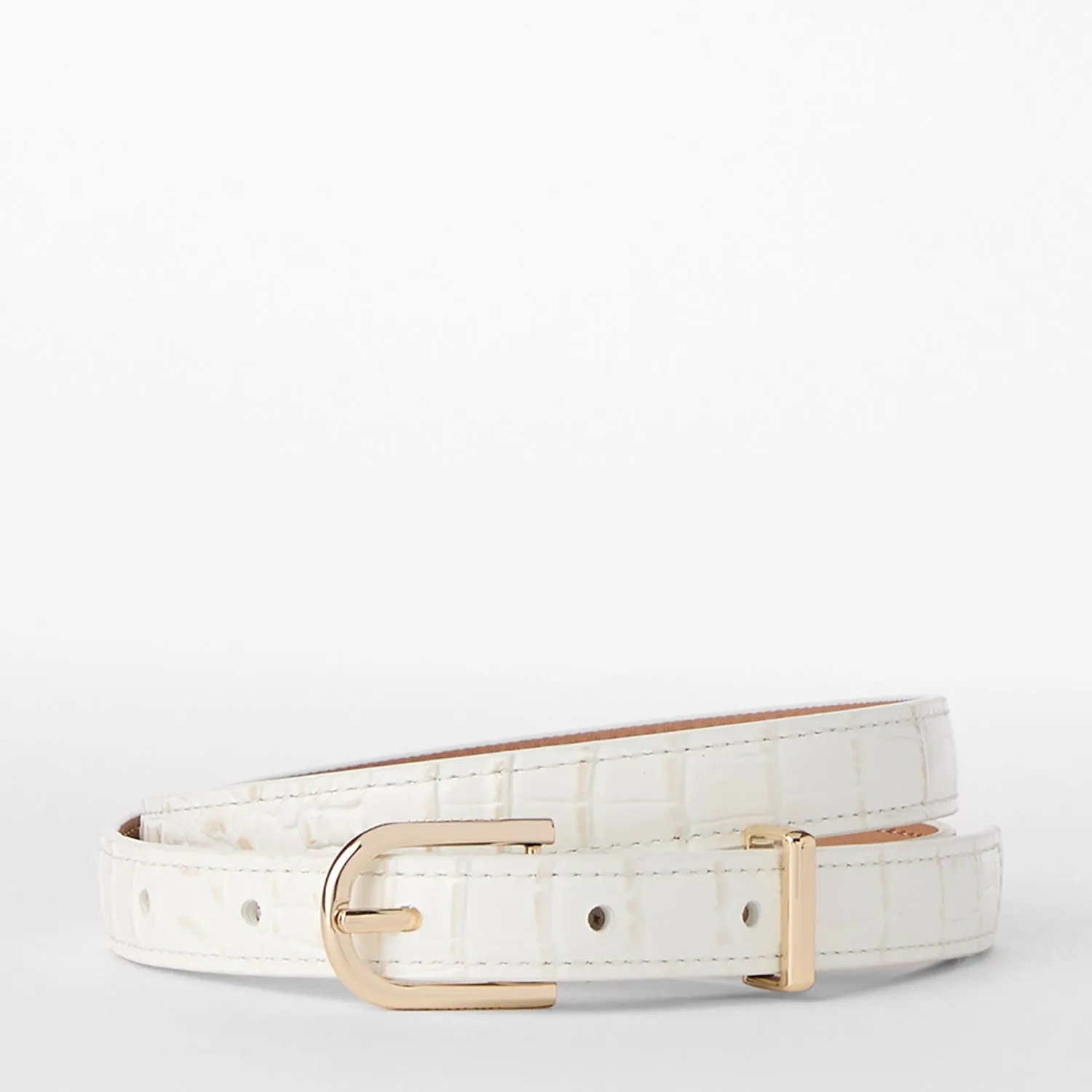 Skinny Leather Gold Buckle Belt