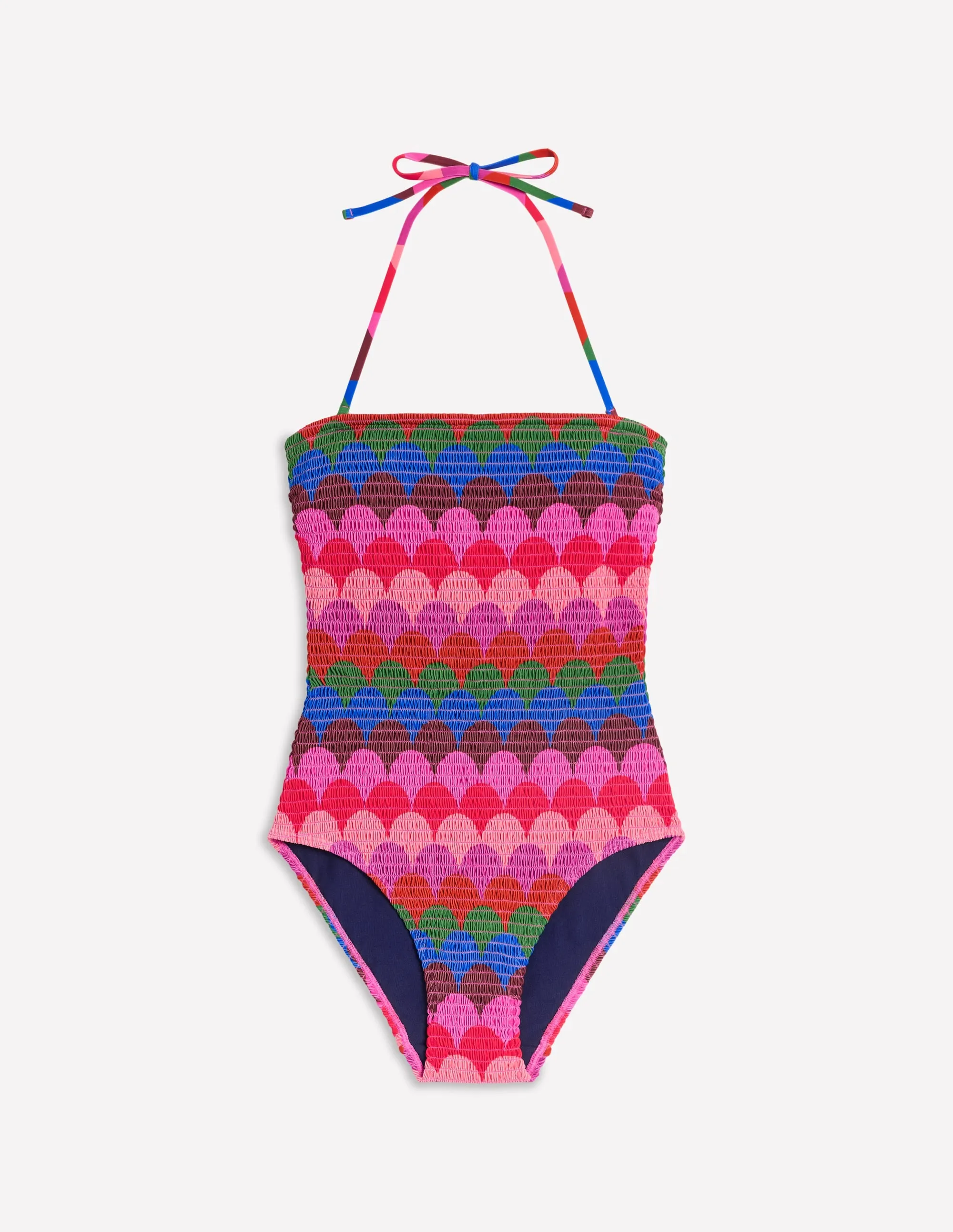 Skyros Smocked Swimsuit-Multi. Scallop Stripe