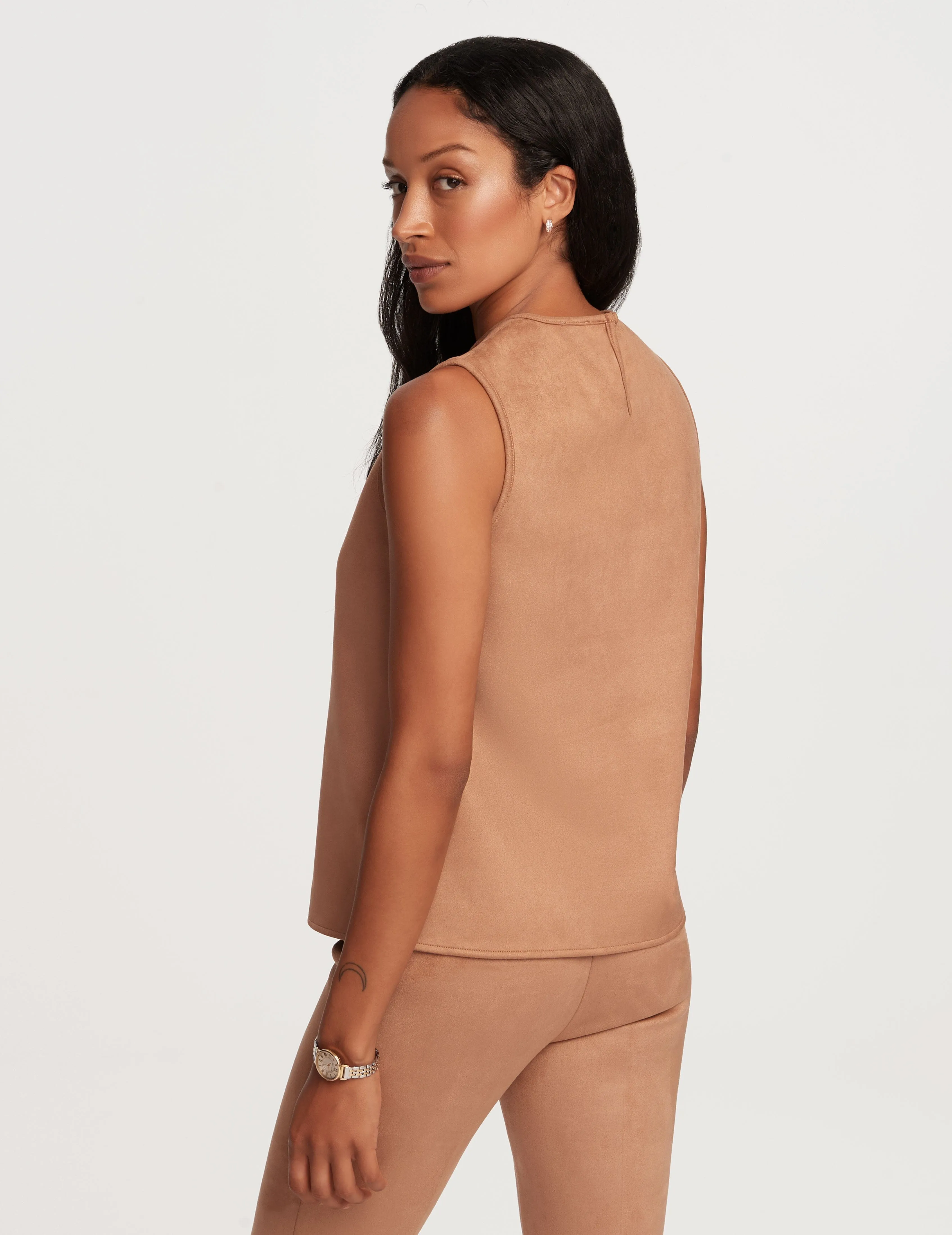 Sleeveless Shell With Topstitching- Sale