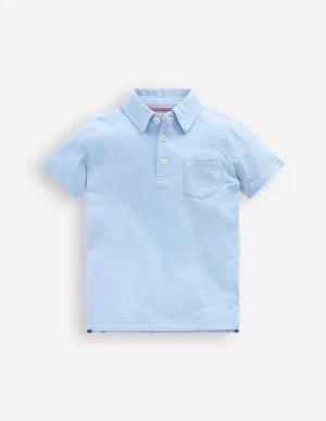 Slub Polo Shirt-Glacier Blue