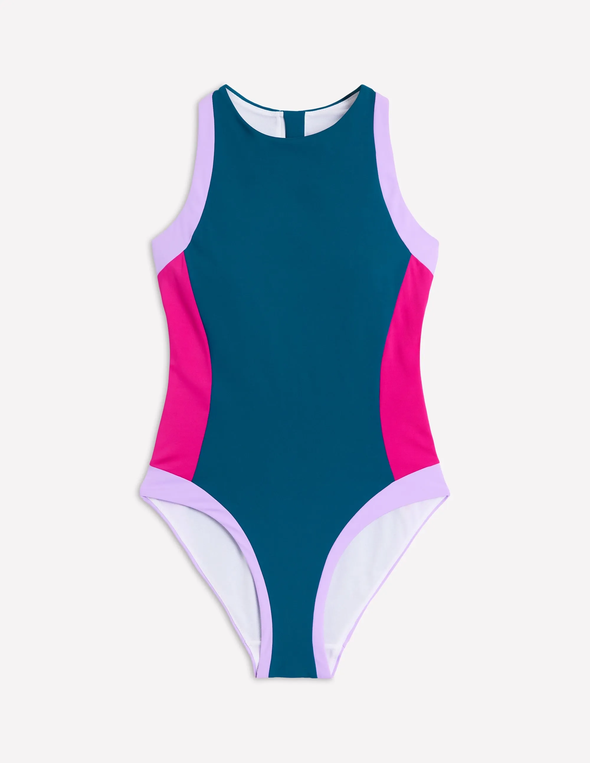 Sporty Zip Back Swimsuit-Oceanside Blue