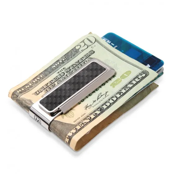 Stainless With Black Carbon Fiber Money Clip
