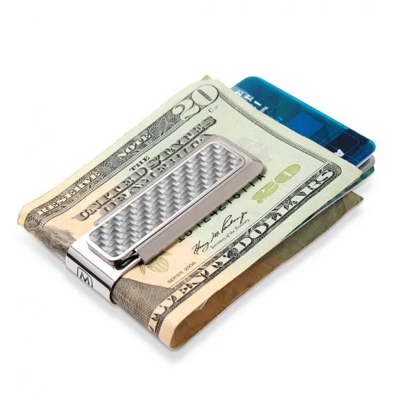 Stainless With White Carbon Fiber Money Clip