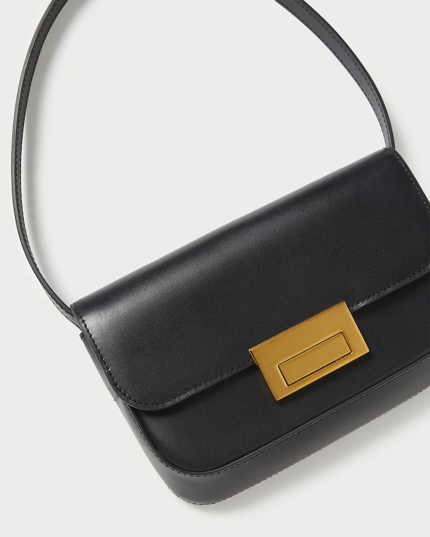 Stefania Black Leather Baguette Bag