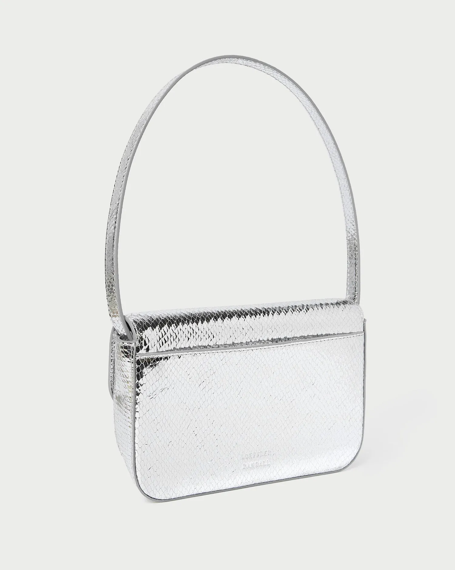 Stefania Silver Leather Baguette Bag