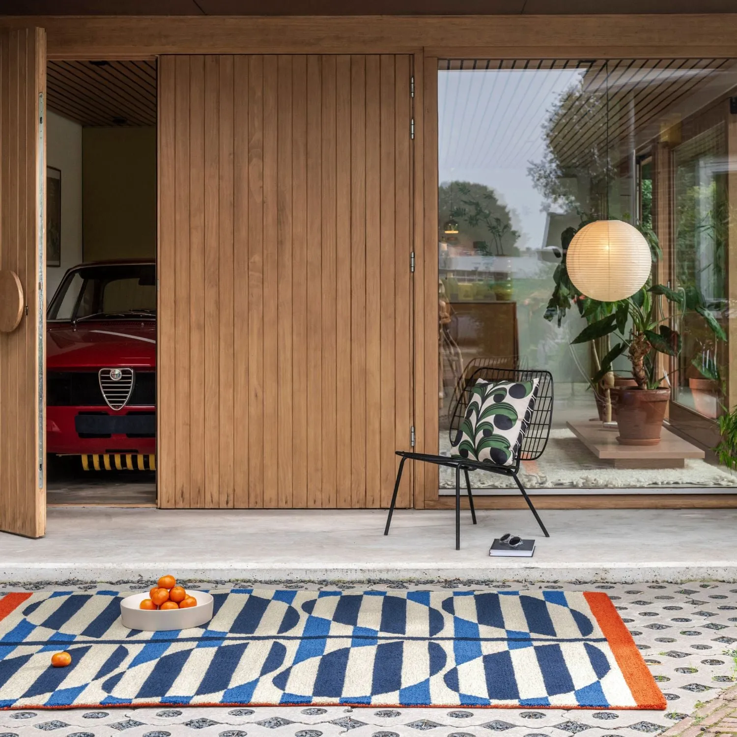 Stripy Stem Outdoor Rug - Azure