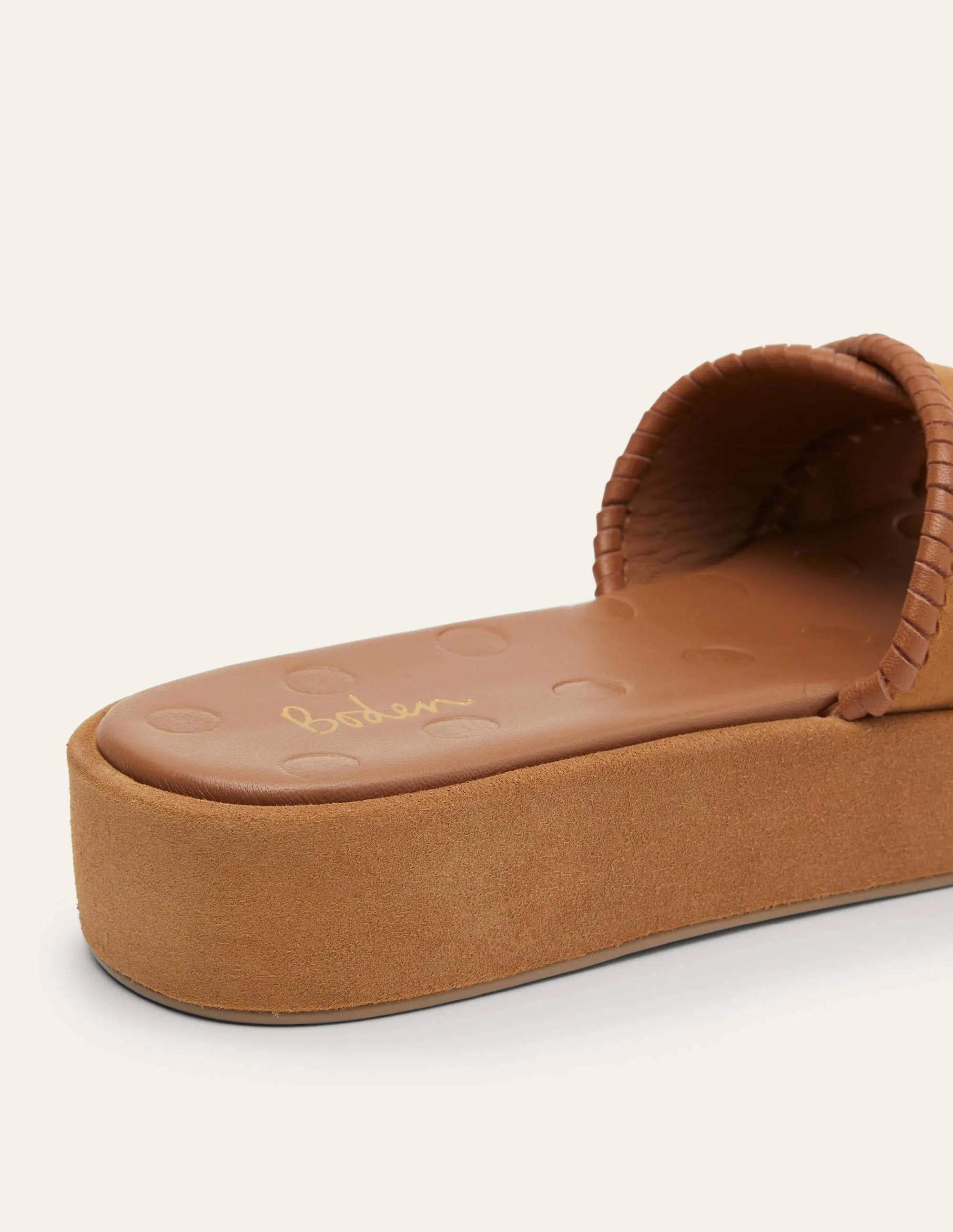 Suede Flatform Sandals-Tan