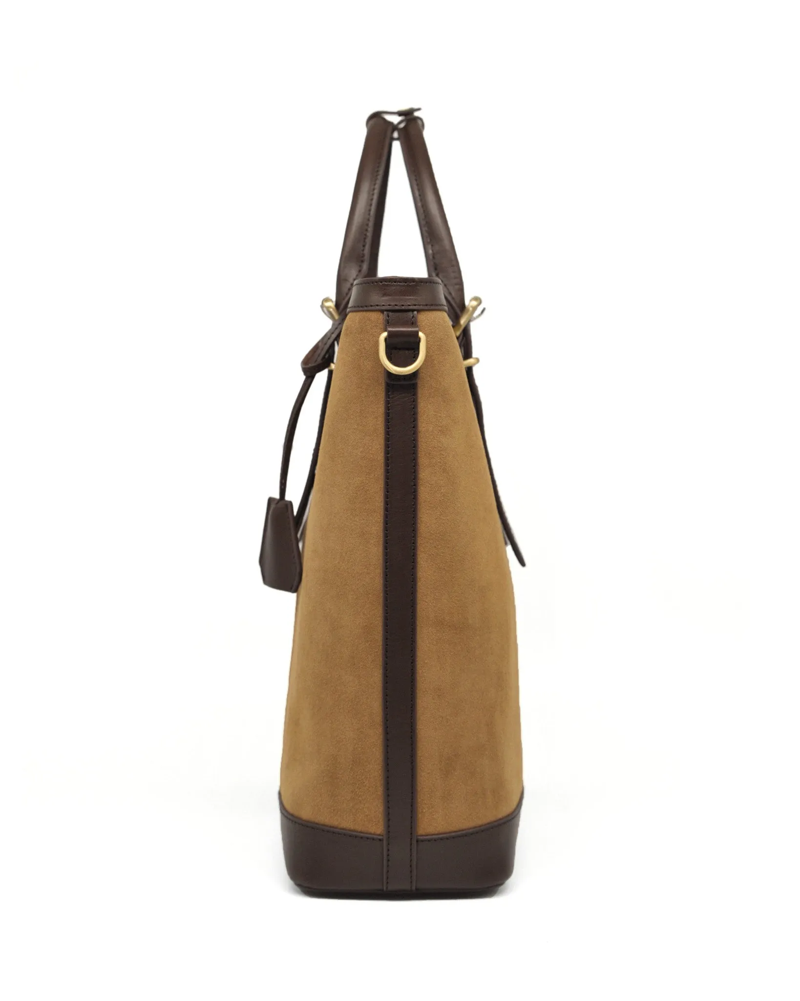 Suede Zipper Tote (Beige/ Dark Choco)