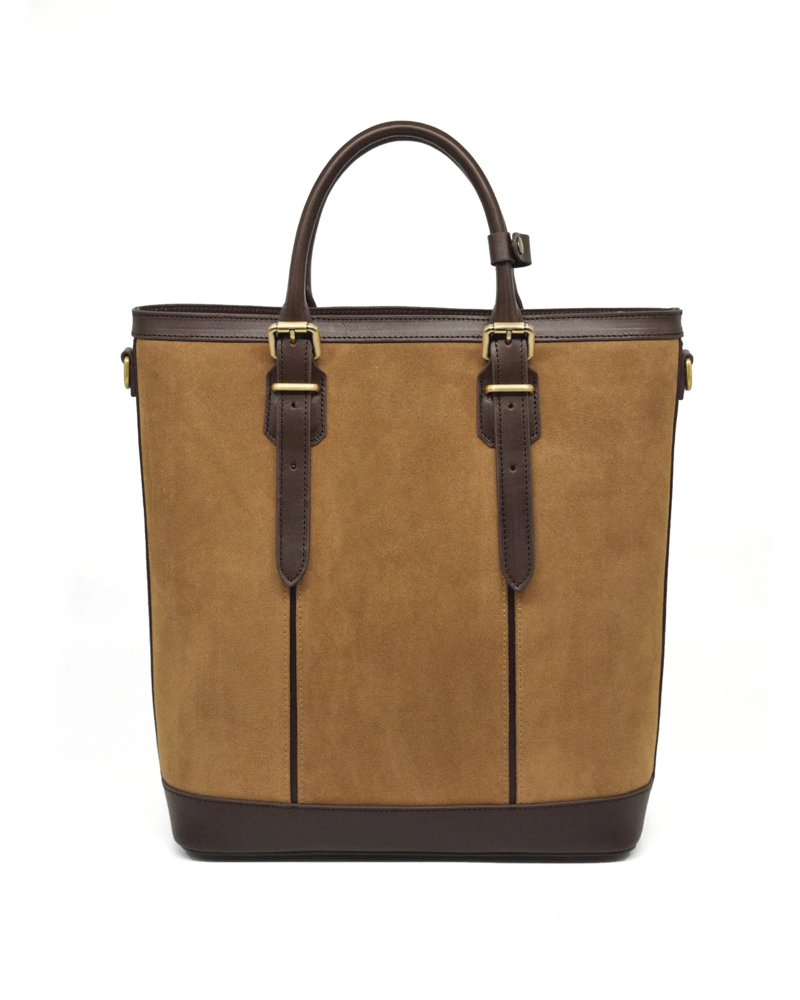 Suede Zipper Tote (Beige/ Dark Choco)