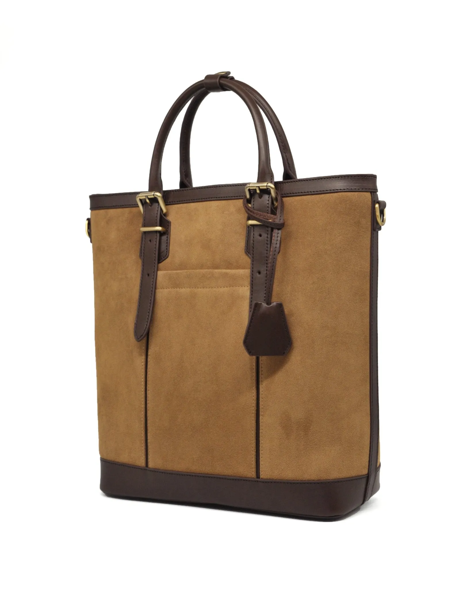 Suede Zipper Tote (Beige/ Dark Choco)