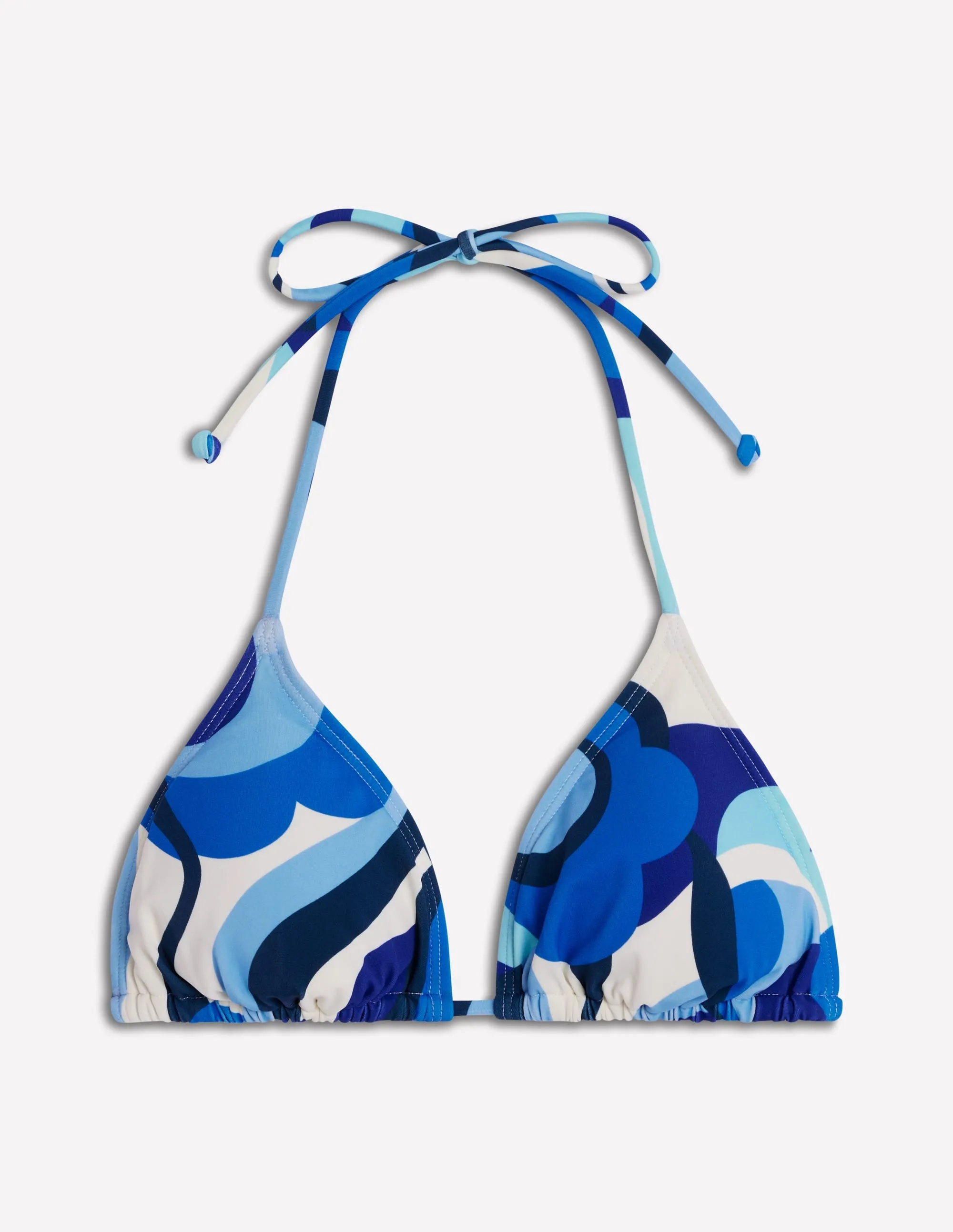 Symi String Bikini Top-Blue. Abstract Swirl