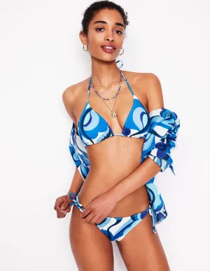 Symi String Bikini Top-Blue. Abstract Swirl