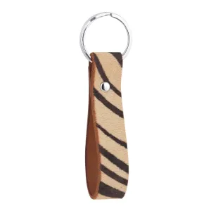 Tan Zebra Print Calf Hair Keychain