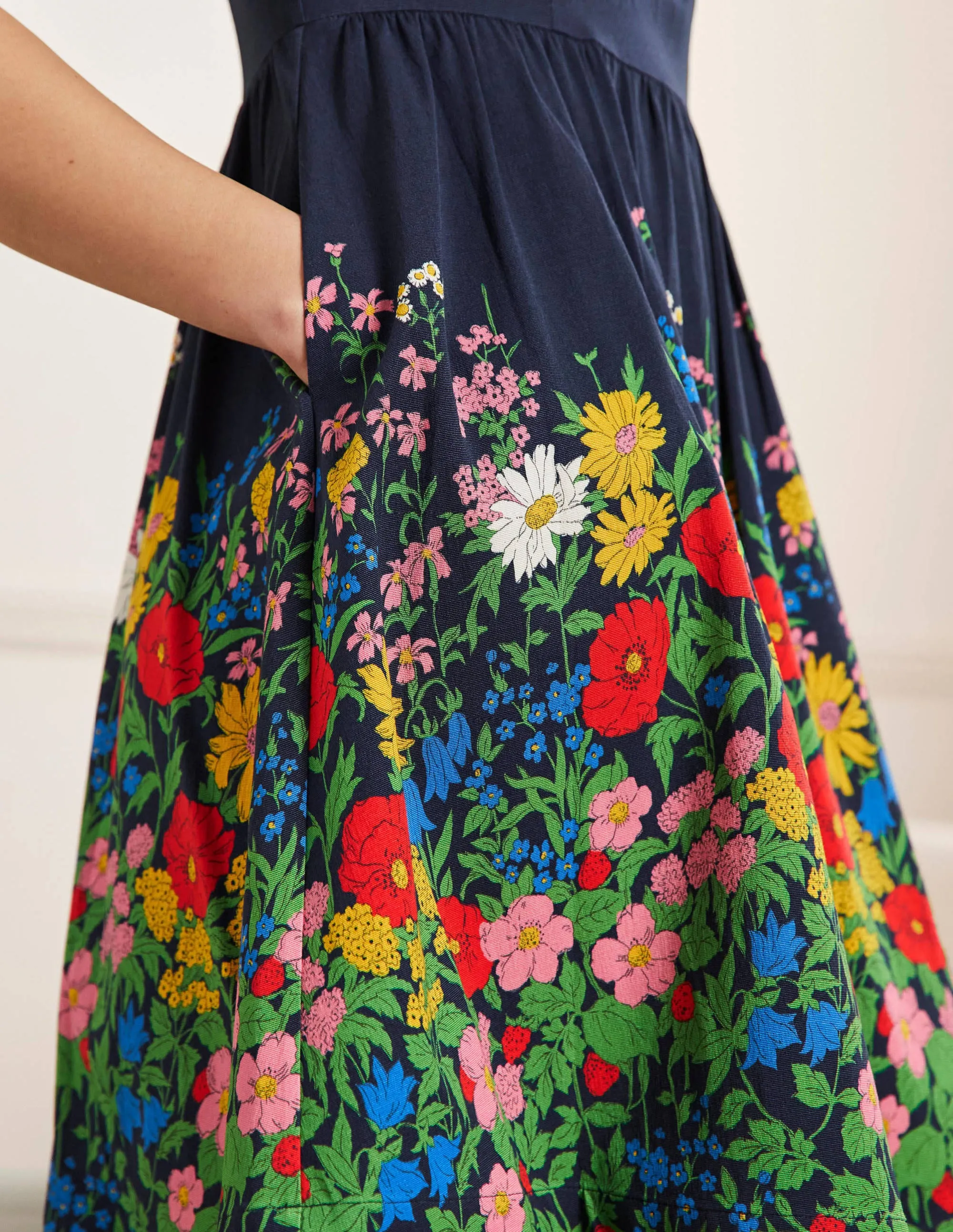 Tara Fit-and-Flare Dress-Navy. Botanical Terrace