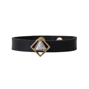 Triangle Marble Stone Leather Bracelet