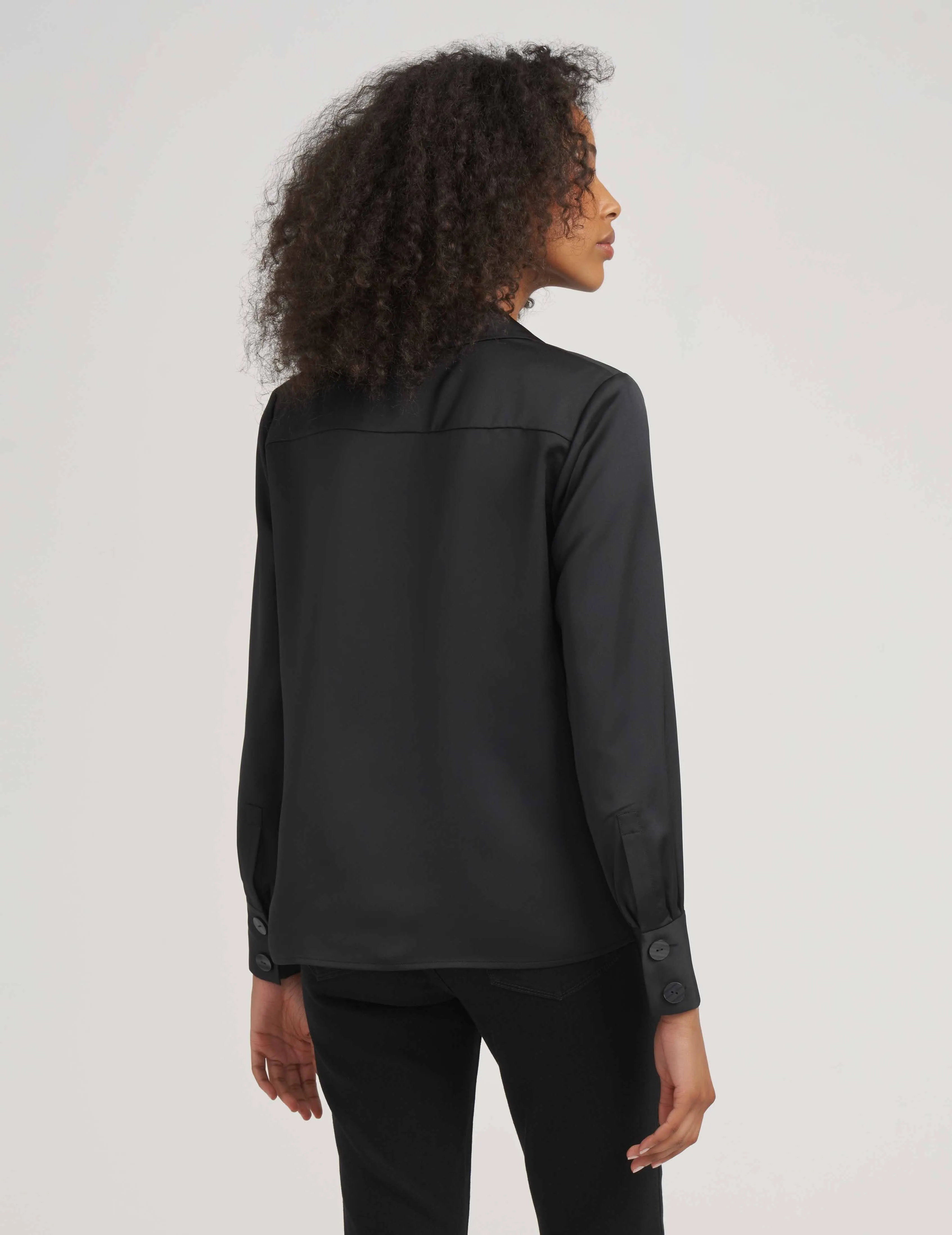Two Button Notch Collar Oversized Blouse- Sale