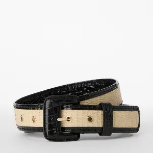 Wide Covered Leather Buckle Belt