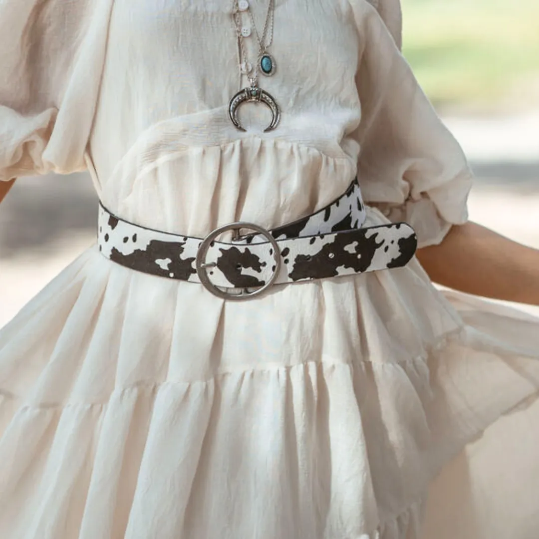 Wide Dalmatian Hide Belt