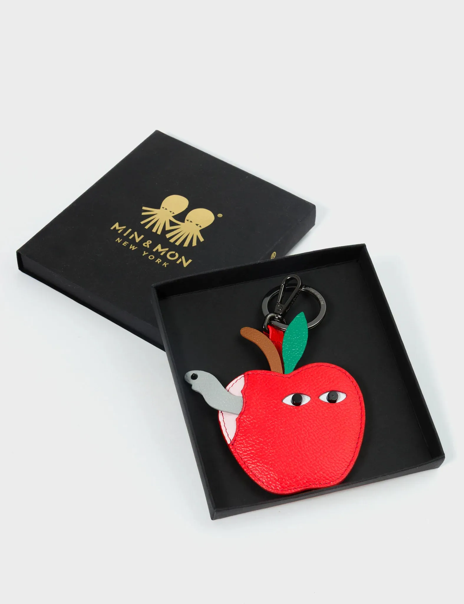 Wormhattan Charm - Fiesta Red Leather Keychain