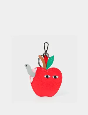 Wormhattan Charm - Fiesta Red Leather Keychain