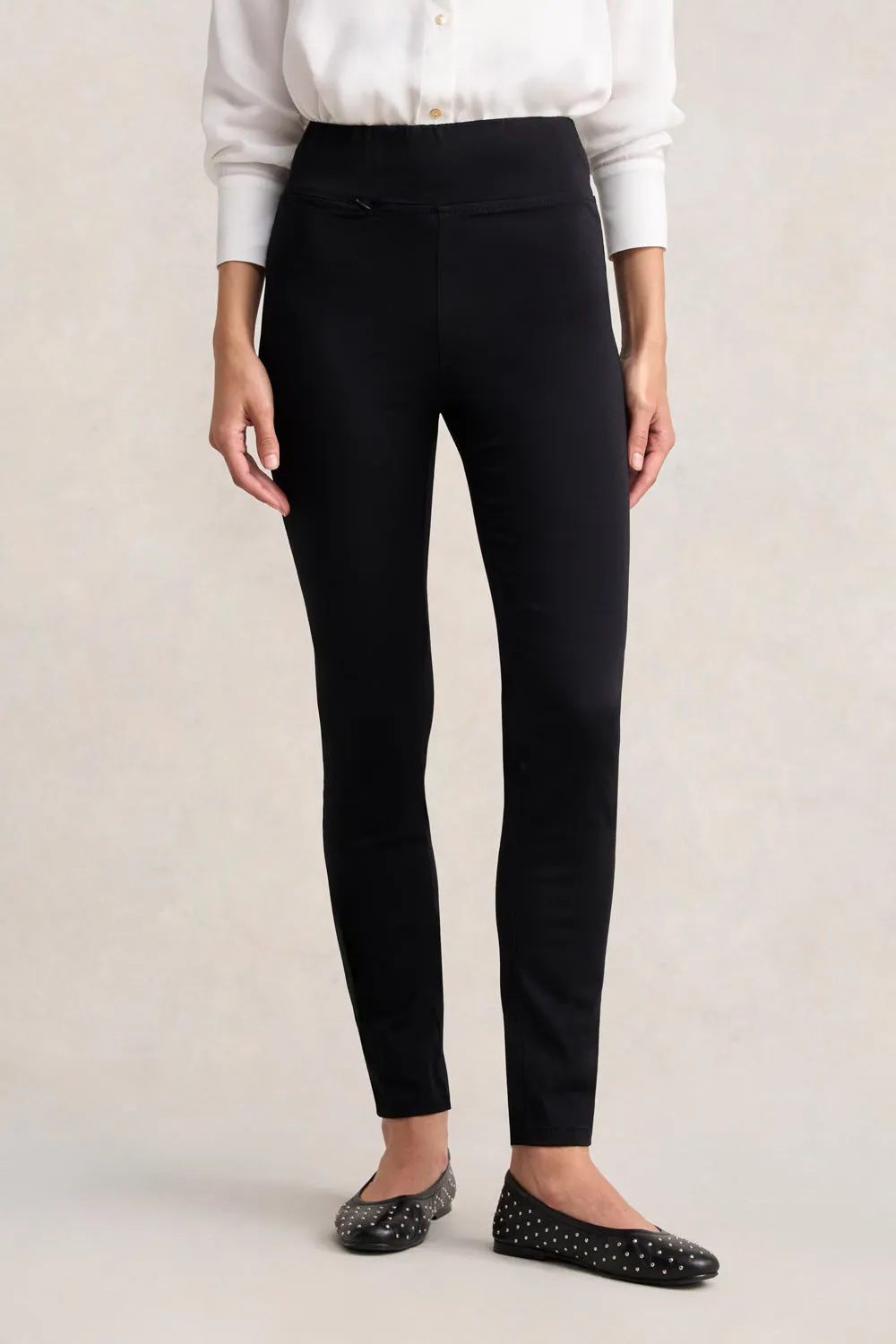 Zip Detail Slim Leg Pant - Jet Black