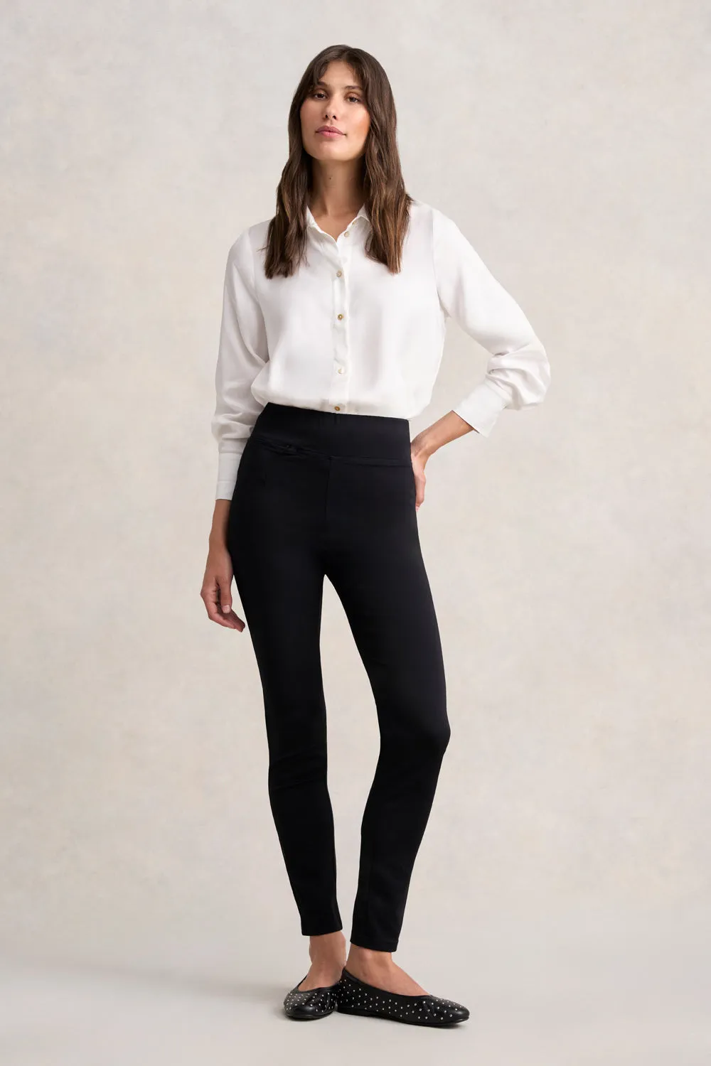 Zip Detail Slim Leg Pant - Jet Black